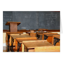 Old fashioned schoolroom greeting card