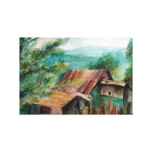 Old Grandma's house original watercolour painting Gallery Wrapped Canvas