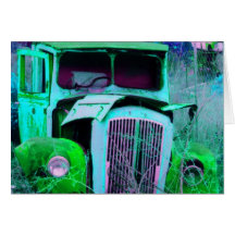 Old green van greeting card