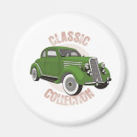 Old green vintage car with whitewall tires refrigerator magnet