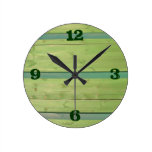Old Green Wood Boards - Wall Clock
