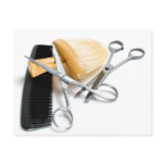 Old hairdresser's tool postcard