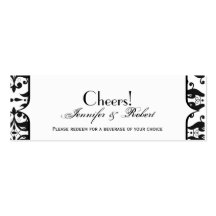 Old Hollywood Damask Wedding Drink Ticket Business Card Template