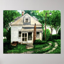 Old House Watercolor Print