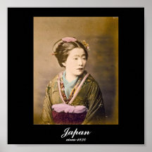 Old Japanese Picture of a Woman circa 1870 Poster