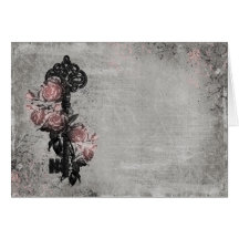 Old Key and Roses Greeting Card