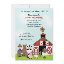 Old MacDonald EIEIO Farm Barnyard Birthday Invite