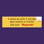 Old Man Depends Bumper Sticker bumper stickers