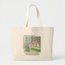 Old Man & The Pharmacy Funny Offbeat Cartoon Gifts Tote Bags