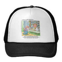 Old Man & The Pharmacy Funny Offbeat Cartoon Gifts Trucker Hats