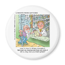 Old Man & The Pharmacy Funny Offbeat Cartoon Gifts Magnet