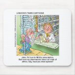Old Man & The Pharmacy Funny Offbeat Cartoon Gifts mousepads