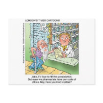 Old Man & The Pharmacy Funny Offbeat Cartoon Gifts Postcards