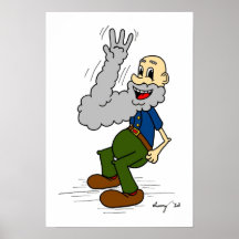 Old Man Waving Beard Poster