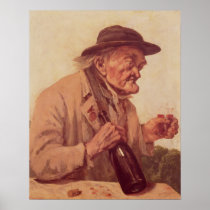Old Man with a glass of wine Posters