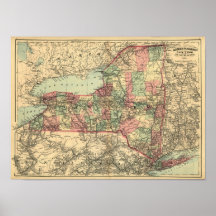 Old Map of New York State 1871 Poster