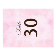 Old pink stained paper table number cards postcards