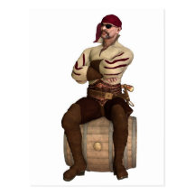 Old Pirate Sitting on a Barrel Postcards