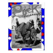 OLD Political Comic Elephant FIGHTING REPUBLICANS Postcard