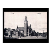 Old Postcard, Gdansk/Danzig - Railway Station