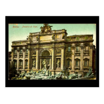 Old Postcard, Rome, Fontana di Trevi in 1908