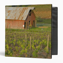 Old red barn at the edge of Zinfandel vineyard Vinyl Binders