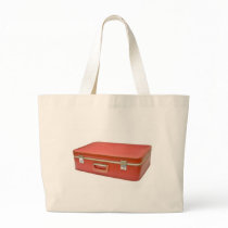 Old red suitcase canvas bag