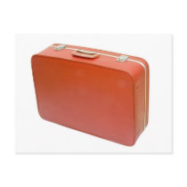 Old red suitcase post card