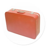 Old red suitcase stickers