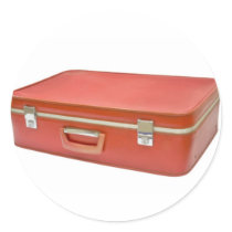 Old red suitcase round sticker