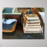 Old School Books and Slate Poster