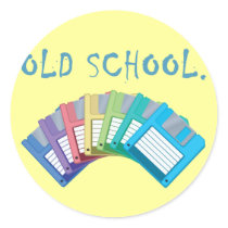 old school floppy discs round sticker