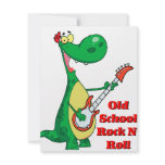 old school rock n roll dinosaur playing guitar personalized invitations