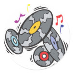 old school vinyl records round sticker