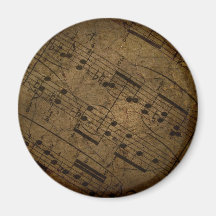 Old sheet musical score, grunge music notes refrigerator magnet