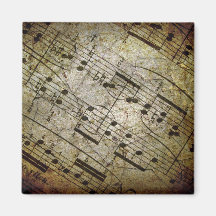 Old sheet musical score, grunge music notes magnet
