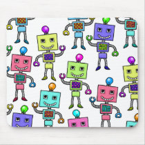 Old Skool retro Robots Mouse Mat