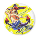 Old Skool Tattoo Navy Mermaid Anchor Fridge Magnet