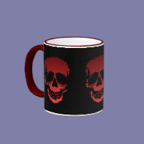 Old Skulls black and red mugs