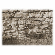 Old Stone Garden Wall. Sepia Colour. Cut Out