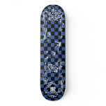 Old Tattoo Checkboard - Blue & Black Skate Board Deck