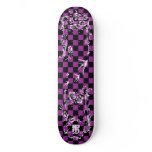 Old Tattoo Checkboard - Purple & Black skateboards