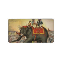 old time performing elephant labels