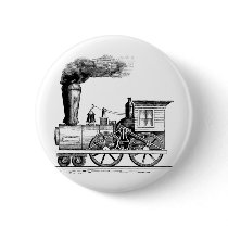 Old Time Steam Locomotive Pinback Button