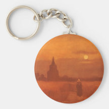Old Tower in the Fields, van Gogh, Vintage Art Keychain