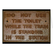 old train toilet sign cards