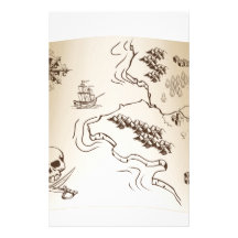 Old Treasure map on scroll Stationery Design