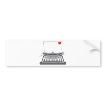 Old Typewriter Heart Bumper Sticker