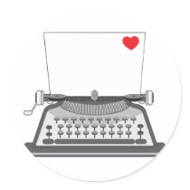 Old Typewriter Heart Round Sticker
