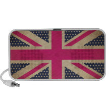Old Union Jack in Pink Flag Doodle Speakers